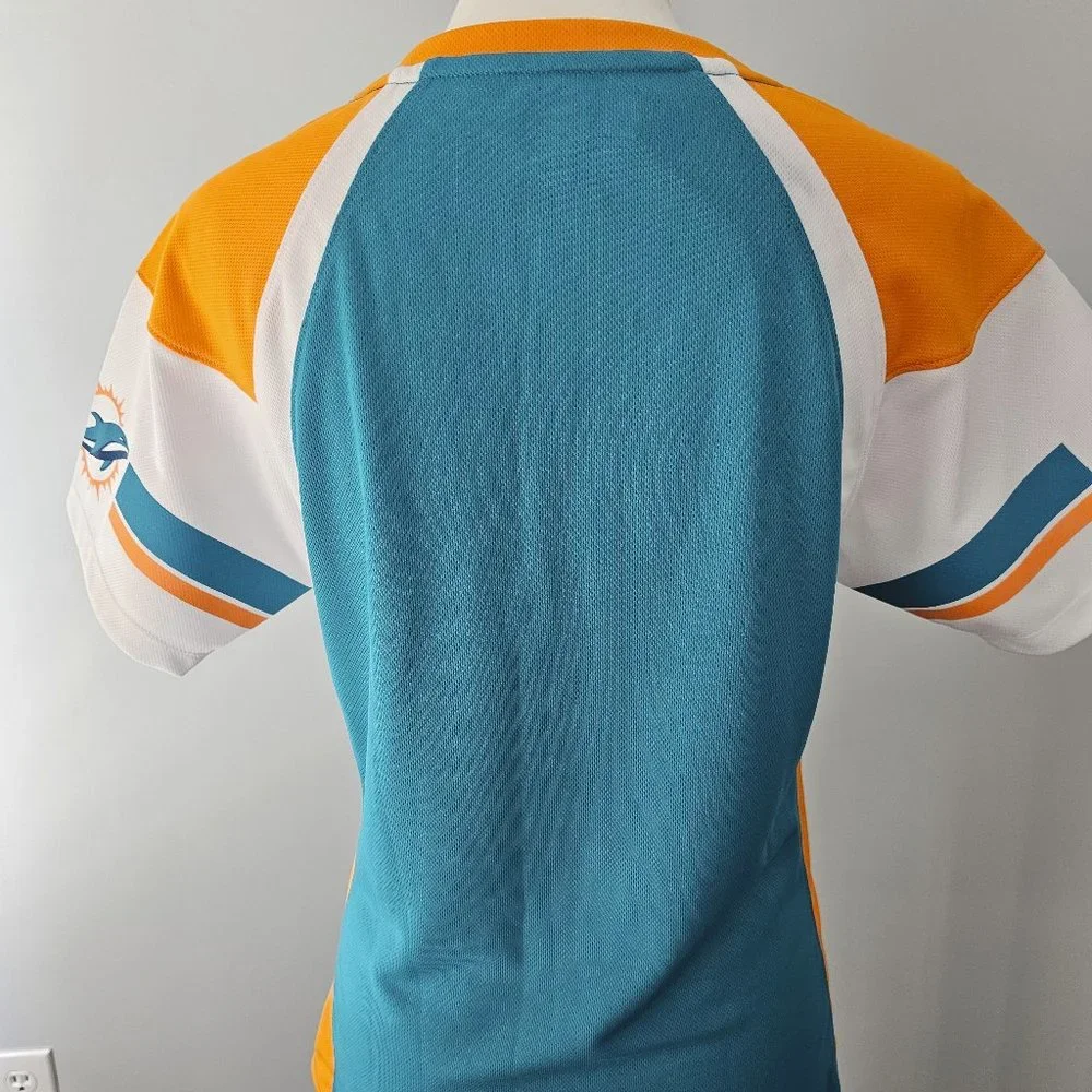 women's MAJESTIC fan fashion MIAMI DOLPHINS gameday SHIRT polyester RHINESTONES - Picture 7 of 8